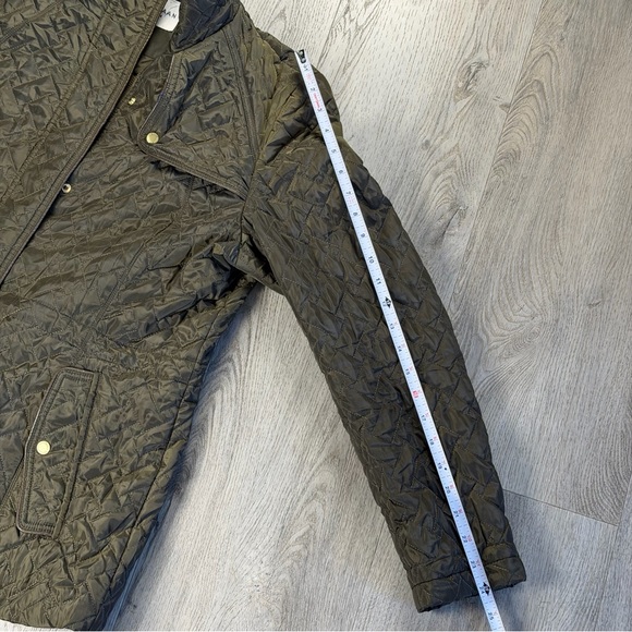 Cole Haan Quilted Jacket Womens XL Green Mid Length Full Zip Insulated Pockets - Picture 9 of 11